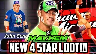 WWE MAYHEM NEW 4 STAR LOOT OPENING! CRAZY 4 STAR JOHN CENA LOOTCASE BUG!!!