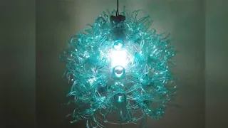 Chandelier out of plastic bottles Creative room lighting