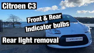 Citroen C3 indicator bulb replacement - Front & Rear