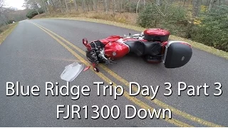 Blue Ridge Parkway Motorcycle Trip Day 3 Part 3 of 3 FJR1300 Crash