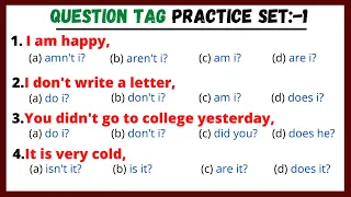 Questions Tags Practice Set-01 | Questions Tags in English grammar with Examples | Question tag