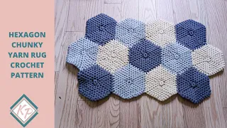 Hexagon Chunky Yarn Crochet Rug Free Pattern