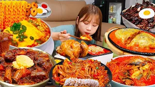 Sub)Real Mukbang- My Best Pick Cooking-Eating Videos👩🏻‍🍳 Ttteokbokki, Spicy Noodles🔥 KOREANFOOD ASMR