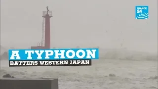 Powerful typhoon batters western Japan