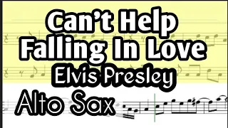 Can't Help Falling In Love Alto Sax Sheet Music Backing Track Play Along Partitura