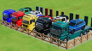 TRANSFERRING EMERGENCY SKODA, SUBARU and PICKUP WITH SCANIA TRUCKS! Farming Simulator 22