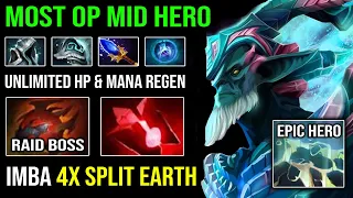 THE MOST OP MID Leshrac +128K Total Damage Unlimited HP & Mana Regen with Shard 4x Split Earth DotA