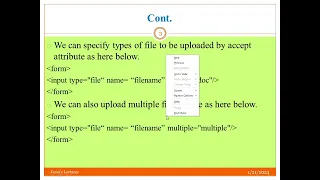 HTML form part2(File Upload by specifying File type, File size, Number of files, and multiple file)