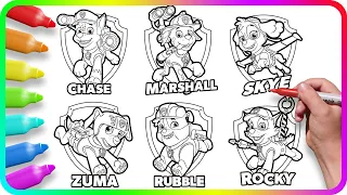 Coloring Pages PAW PATROL | How to draw Paw Patrol badges | Easy Drawing Tutorial Art