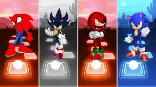 Spider Man Sonic 🆚 Sonic The Hedgehog 🆚 Knuckles Exe Sonic 🆚 Dark Sonic | Sonic Tiles Hop EDM Rush