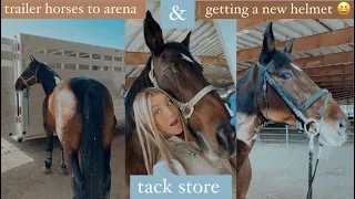 trailering the horses off the property + GETTING A NEW HELMET at the tack store!  | Maite Rae