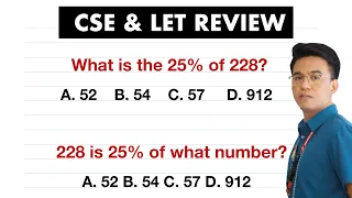 228 is 25% of What Number? Percentage, Rate and Base Problem - Civil Service Exam & LET Review
