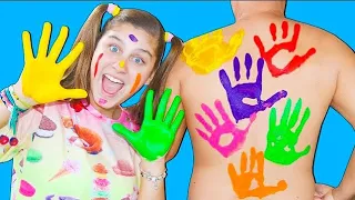 APRENDA AS CORES EM INGLÊS COM A MILENINHA - Learn Colors For Children Body Paint Finger Family Song