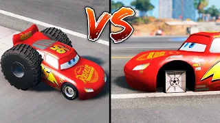 Lightning Mcqueen with monster truck wheels VS Lightning Mcqueen with square wheels - which is best?