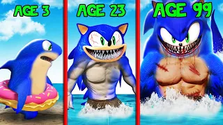 Surviving 99 YEARS As SONIC HUMAN SHARK In GTA 5