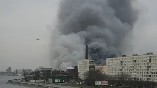 Невская мануфактура: тушение пожара с воздуха