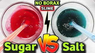 SUGAR VS SALT SLIME👅🎧 How to make No Borax Sugar & Salt Slime at home easy! How to make slime [ASMR]