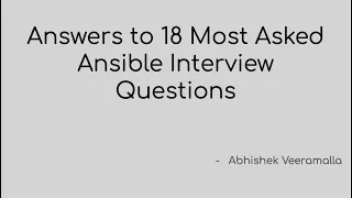 Answers to Ansible Interview Questions | DevOps FAQ | DevOps Interview Q&A | #Ansible