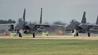 F15-E Strike Eagle - F-35A Lightning II Mass Take off & Recovery - RAF Lakenheath - USAF - 48th FW