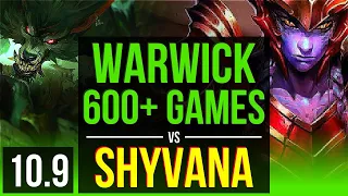 WARWICK vs SHYVANA (JUNGLE) | 1.7M mastery points, 600+ games, Legendary | KR Diamond | v10.9