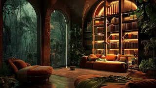 Gentle Rainfall Ambiance | Forest Cabin Reading Room | Woodland Haven | Rain Sounds In Cabin Library