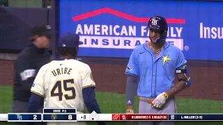 Benches clear in the Rays-Brewers game in Milwaukee.