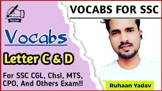 VOCABS For SSC CGL, CHSL, MTS | C & D Letters | Most Important Vocabulary for ssc #ssc #vocabssccgl