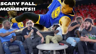 WE COULDN'T FINISH THIS VIDEO! NBA Scary Fall Moments Reaction
