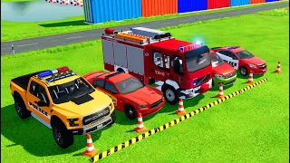 TRANSPORTING ALL POLICE CARS & MOTORCYCLES WITH BIG TRUCKS! Farming Simulator 22 #1