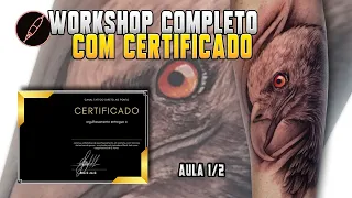 Como fazer tatuagem de Águia, passo a passo completo com certificado 1/2