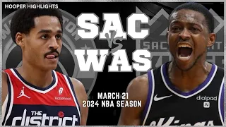 Sacramento Kings vs Washington Wizards Full Game Highlights | Mar 21 | 2024 NBA Season