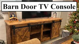 I Built A Barn Door Farmhouse TV Console From Scratch... (Wifey's Christmas Present)