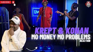 AMERICAN Reacts to Krept & Konan cover Mo Money Mo Problems in the 1Xtra Live Lounge