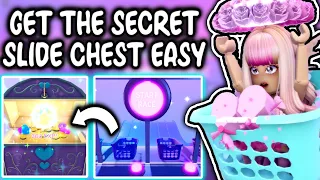 HOW TO GET THE SECRET CHEST AT THE END OF THE SLIDE IN THE DORM BATHING QUARTERS! ROBLOX Royale High