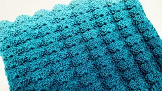 VERY EASY Crochet Stitch For Blankets And Scarfs / 3D Puffed Shell Stitch Tutorial