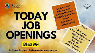 Today Job Openings | Freshers - Full Stack, Tester | Interns - DevOps, Data Science | Non-IT jobs |