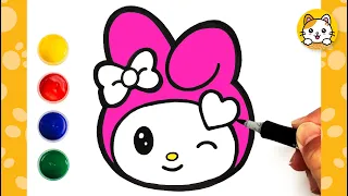 Easy Drawing for Kids | How to draw My Melody from Hello Kitty | Sanrio | Picture Coloring Pages