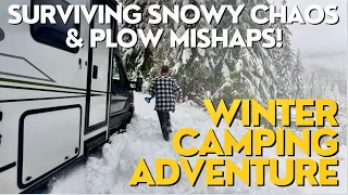 WINTER CAMPING | SURVIVING SNOWY CHAOS AND PLOW MISHAPS! WINNEBAGO EKKO RV | VANLIFE