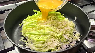 Cabbage with eggs tastes better than meat! A simple, quick and very tasty dinner recipe.