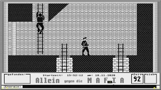 ATARI ST Allein Gegen die Mafia SABOTEUR D Zellmann 11 04 1990 Viel Gluck Spass MONO CHROME BW HIGH