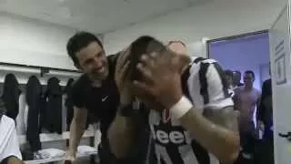 Juventus celebrate 2014/15 Serie A title in the dressing room