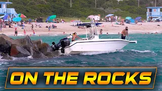 BOAT CRASHES INTO THE ROCKS AT HAULOVER INLET!! | Boats vs Haulover Inlet