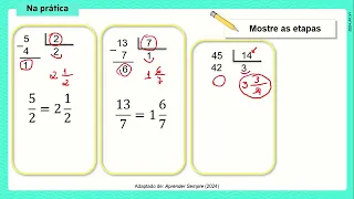 Frações impróprias e números mistos