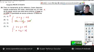 MABA CONCURSOS  -  PM-SP  -  SISTEMA DE EQUAÇÕES  -  Com prof. Cristiano Andrade