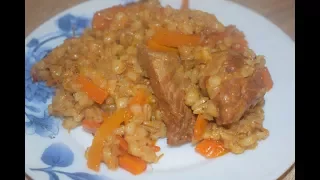 Перловая каша с мясом в мультиварке