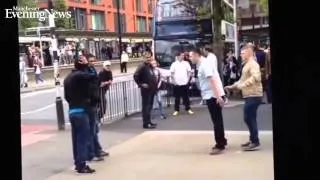 Street brawl in Piccadilly Gardens, Manchester 31 05 14