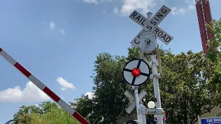 Six Flags Over Texas Railroad Crossing with Wig Wag Action and Steam Engine Train video #2