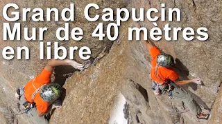 Grand Capucin Voie Bonatti Ghigo 40 meter wall free climbing mountaineering Chamonix