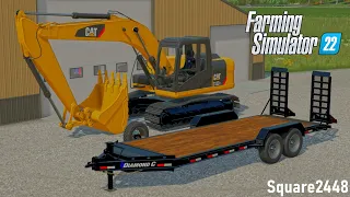 Buying A Cat Excavator & Dimond C Trailer! | FS22 Landscaping