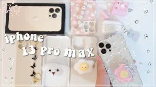 unboxing iPhone 13 Pro Max (Gold) cute accessories + aesthetic homescreen 🍎